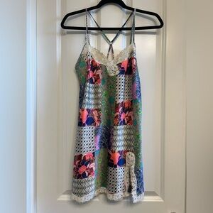 Victoria’s Secret Multicolored Patchwork Lace Trim Slip Dress